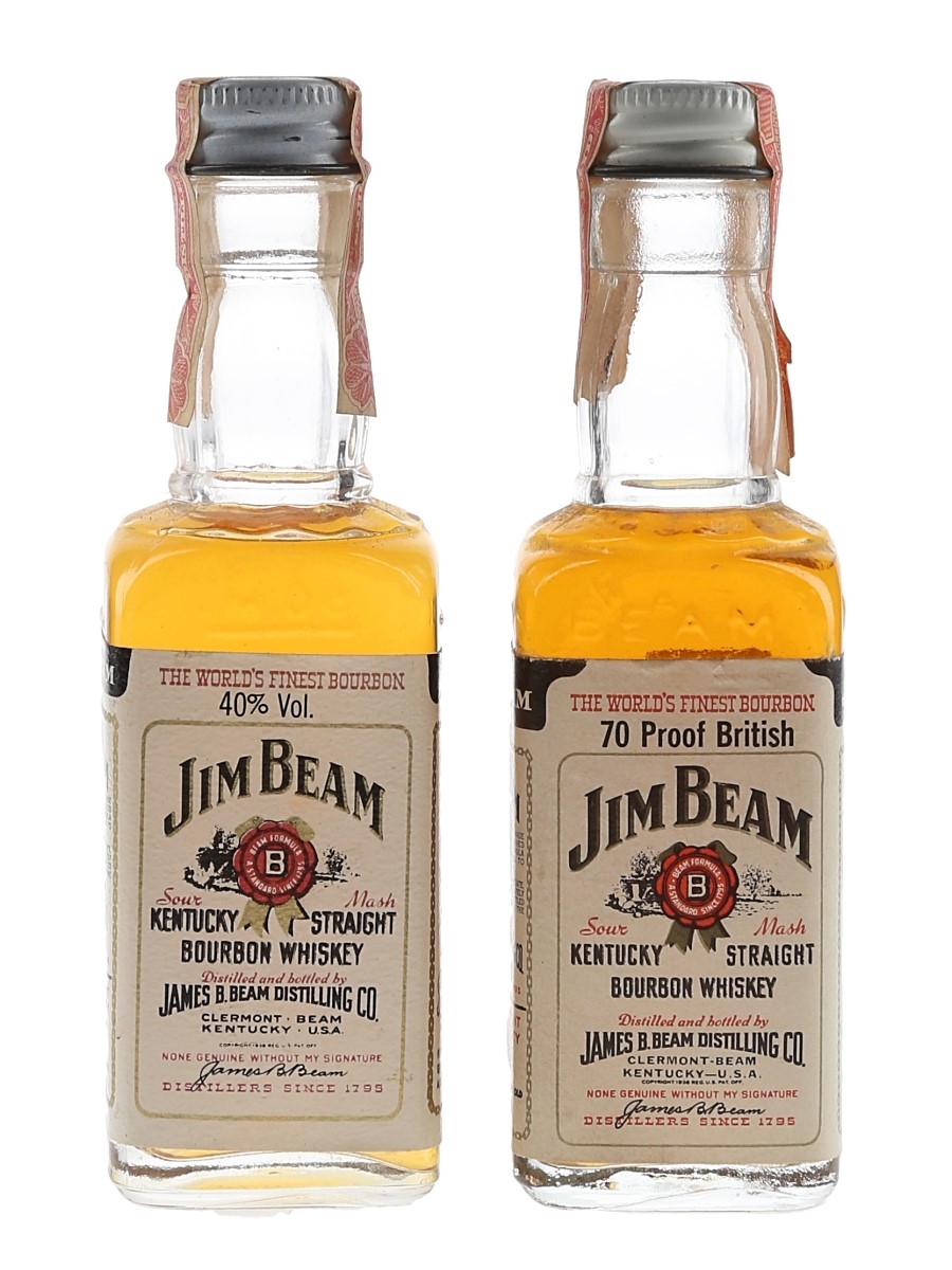 Jim Beam 4 Year Old Bottled 1970s-1980s 2 x 4.7cl-5cl / 40%