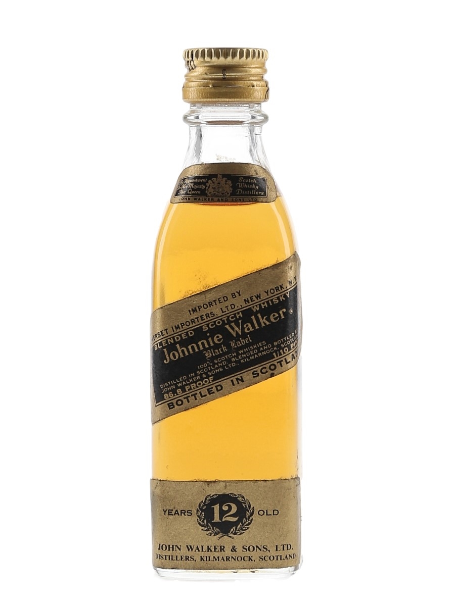 Johnnie Walker Black Label 12 Year Old Bottled 1970s - Somerset Importers 4.7cl / 43.4%