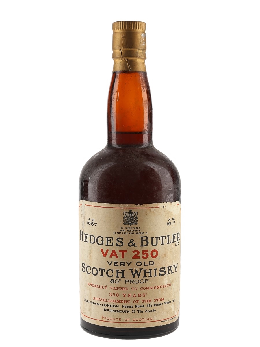 Hedges & Butler VAT 250 1667-1917 Bottled 1940s-1950s 75cl / 45.7%