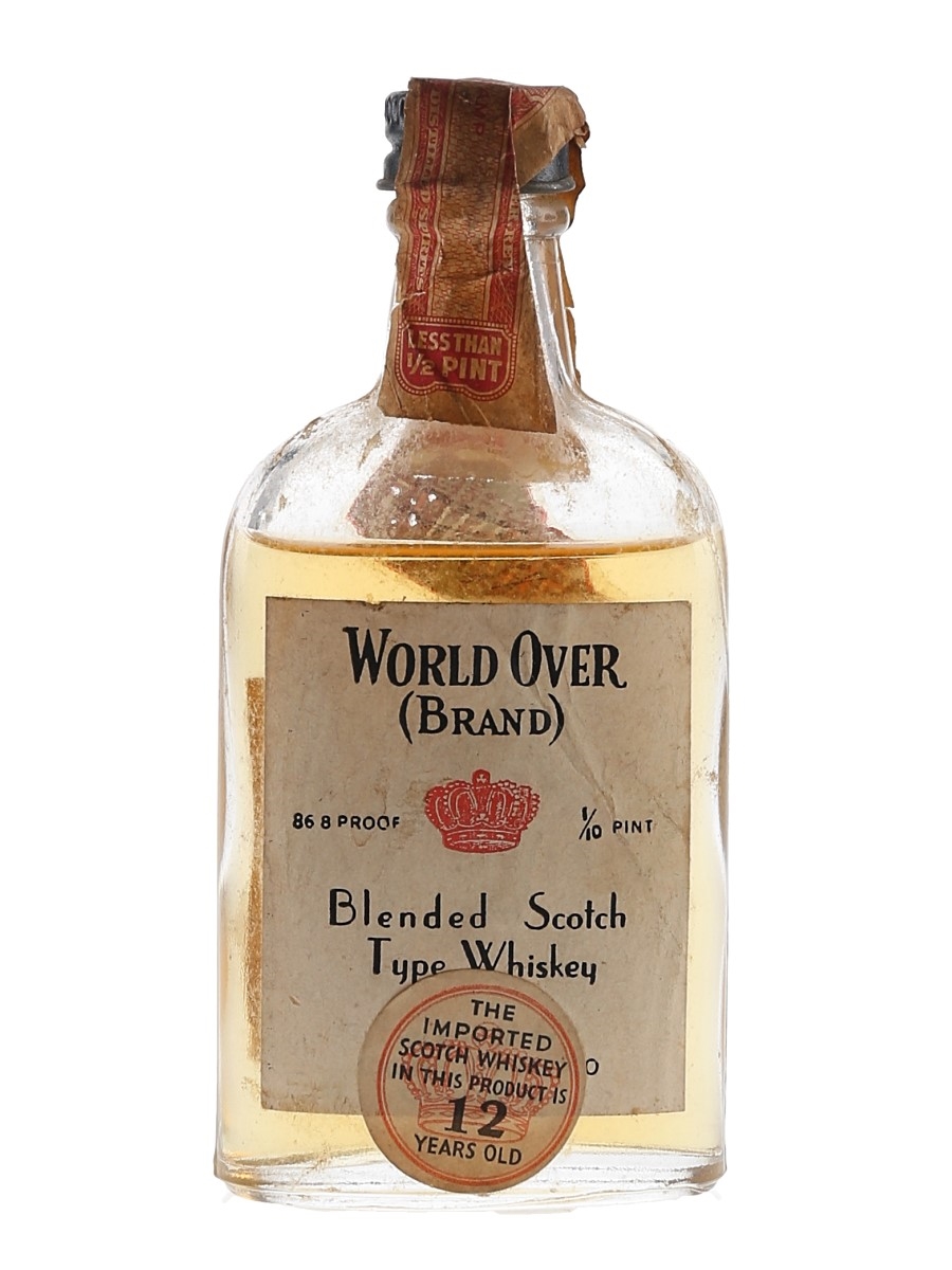 World Over Blended Scotch Type Whiskey Botlled 1930s 4.7cl / 43.4%