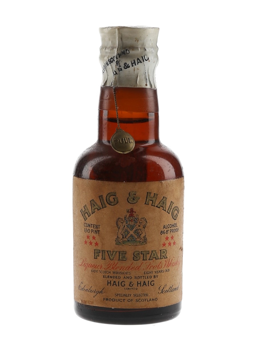 Haig & Haig 5 Star Spring Cap Bottled 1940s - Somerset Importers 4.7cl / 43.4%