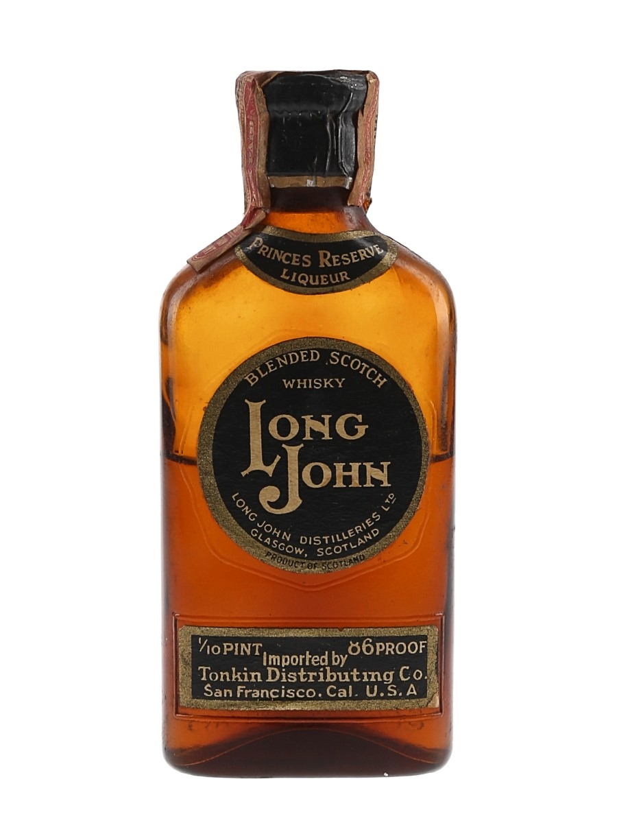 Long John Princes Reserve Bottled 1930s-1940s - Tonkin Distributing Co. 4.7cl / 43%