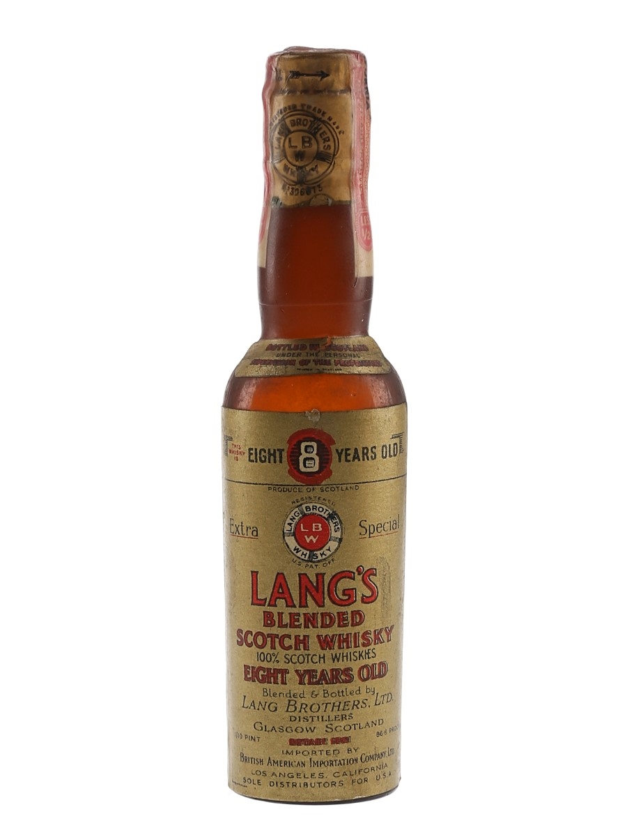 Lang's Extra Special 8 Year Old Bottled 1940s - British American Importation Company 4.7cl / 43.4%