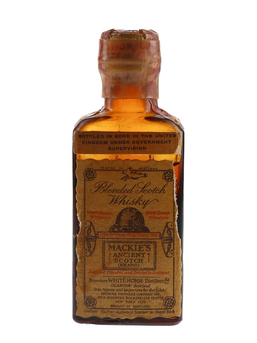 Mackie's 12 Year Old Ancient Scotch Brand Bottled 1930s-1940s - White Horse Distillers 4.7cl / 43.4%