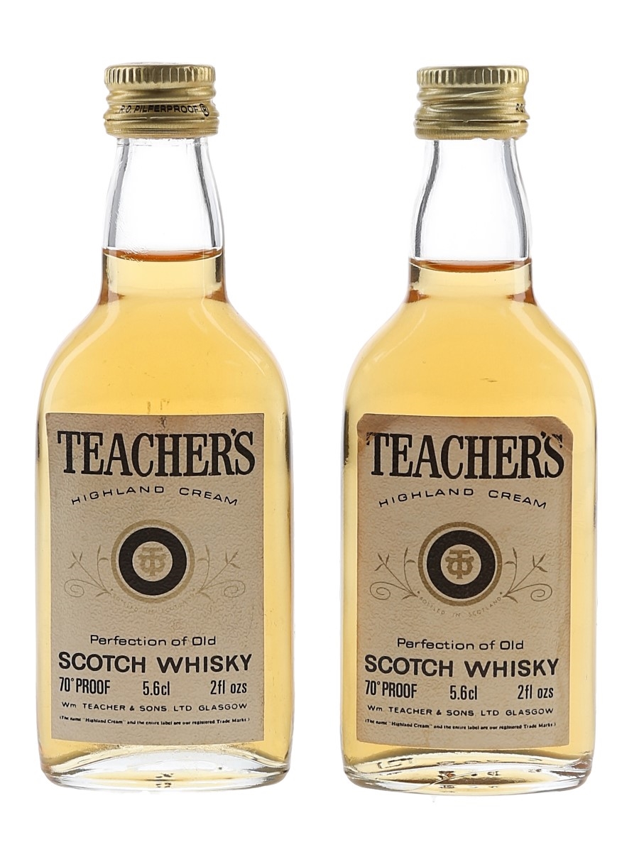 Teacher's Highland Cream Bottled 1970s - 1980s 2 x 5.6cl / 40%