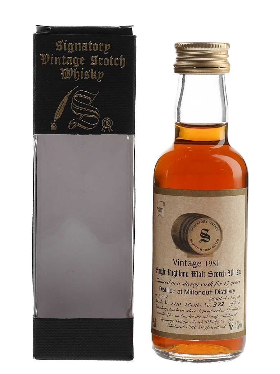 Miltonduff 1981 17 Year Old Bottled 1998 - Signatory Vintage 5cl / 58.4%