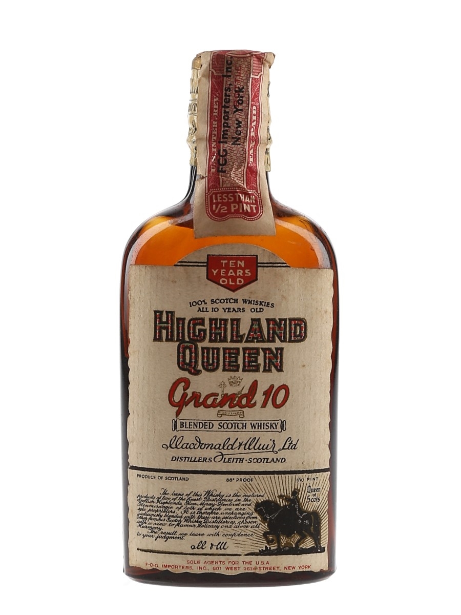 Highland Queen Grand 10 Bottled 1930s-1940s - Macdonald & Muir 4.7cl / 44%