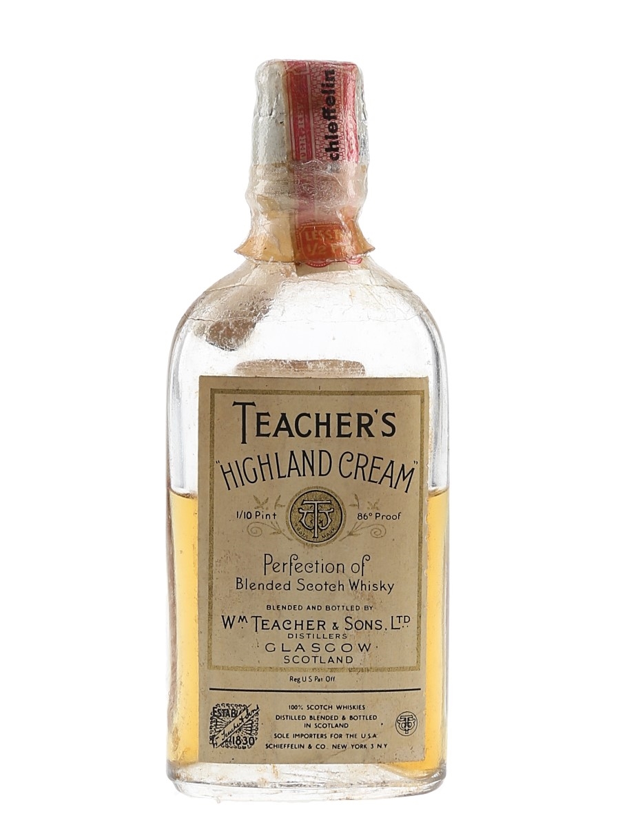 Teacher's Highland Cream Bottled 1940s-1950s - Schieffelin & Co. 4.7cl / 43%