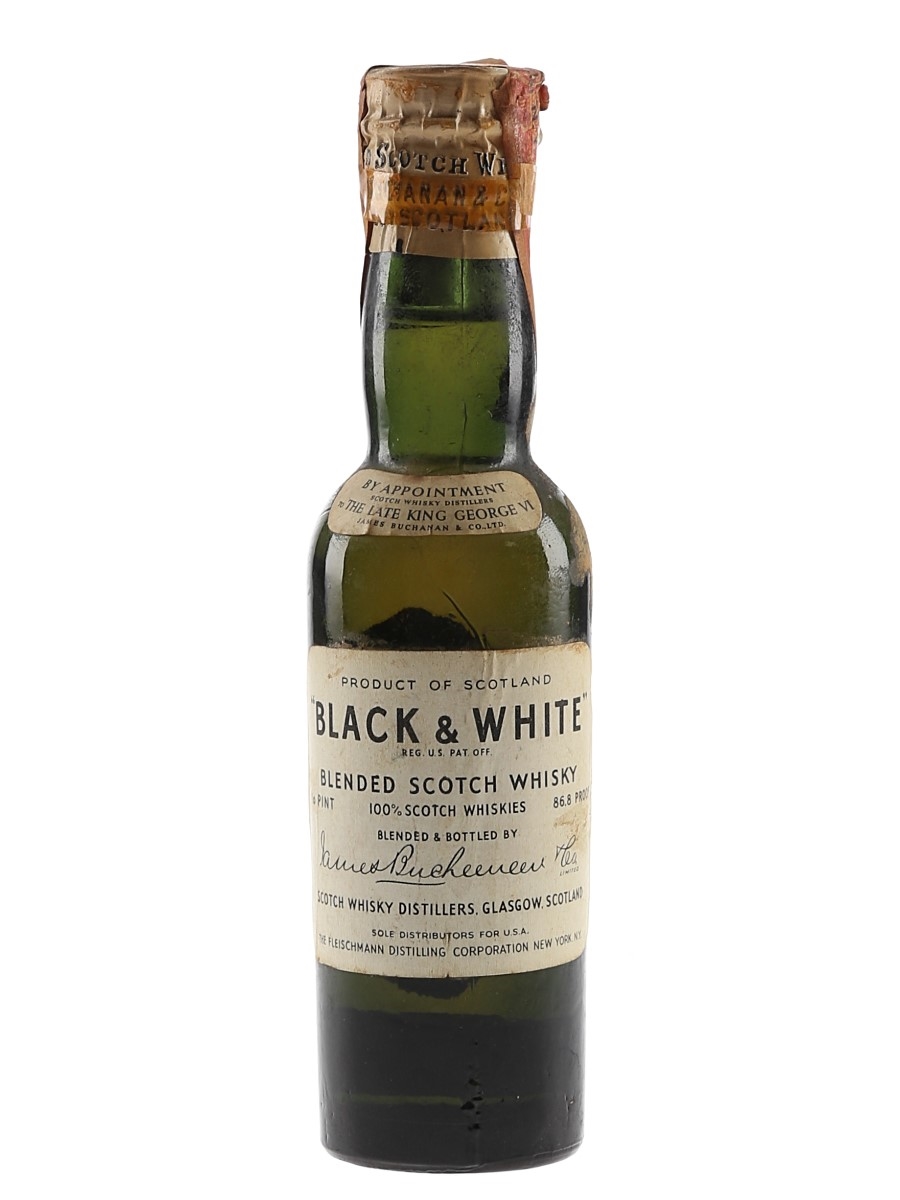 Buchanan's Black & White Spring Cap Bottled 1950s - Fleischmann Distilling 4.7cl / 43.4%