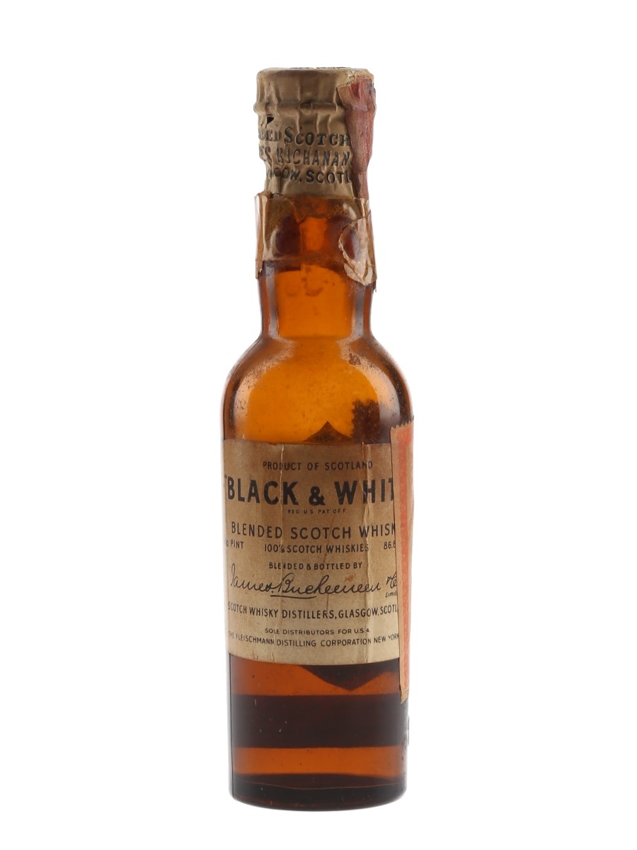 Buchanan's Black & White Spring Cap Bottled 1940s-1950s - Fleischmann Distilling 4.7cl / 43.4%