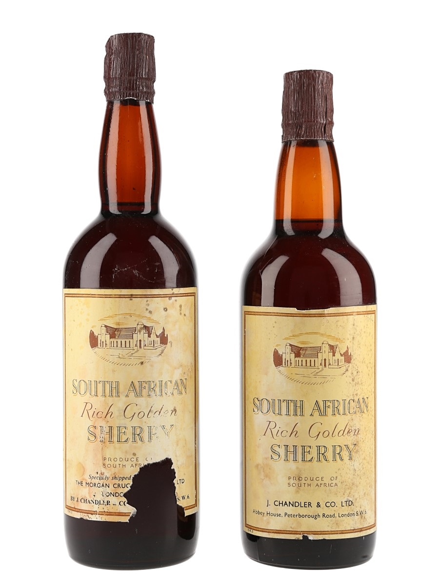 South African Rich Golden Sherry Bottled 1950s-1960s 2 x 70cl - 75cl