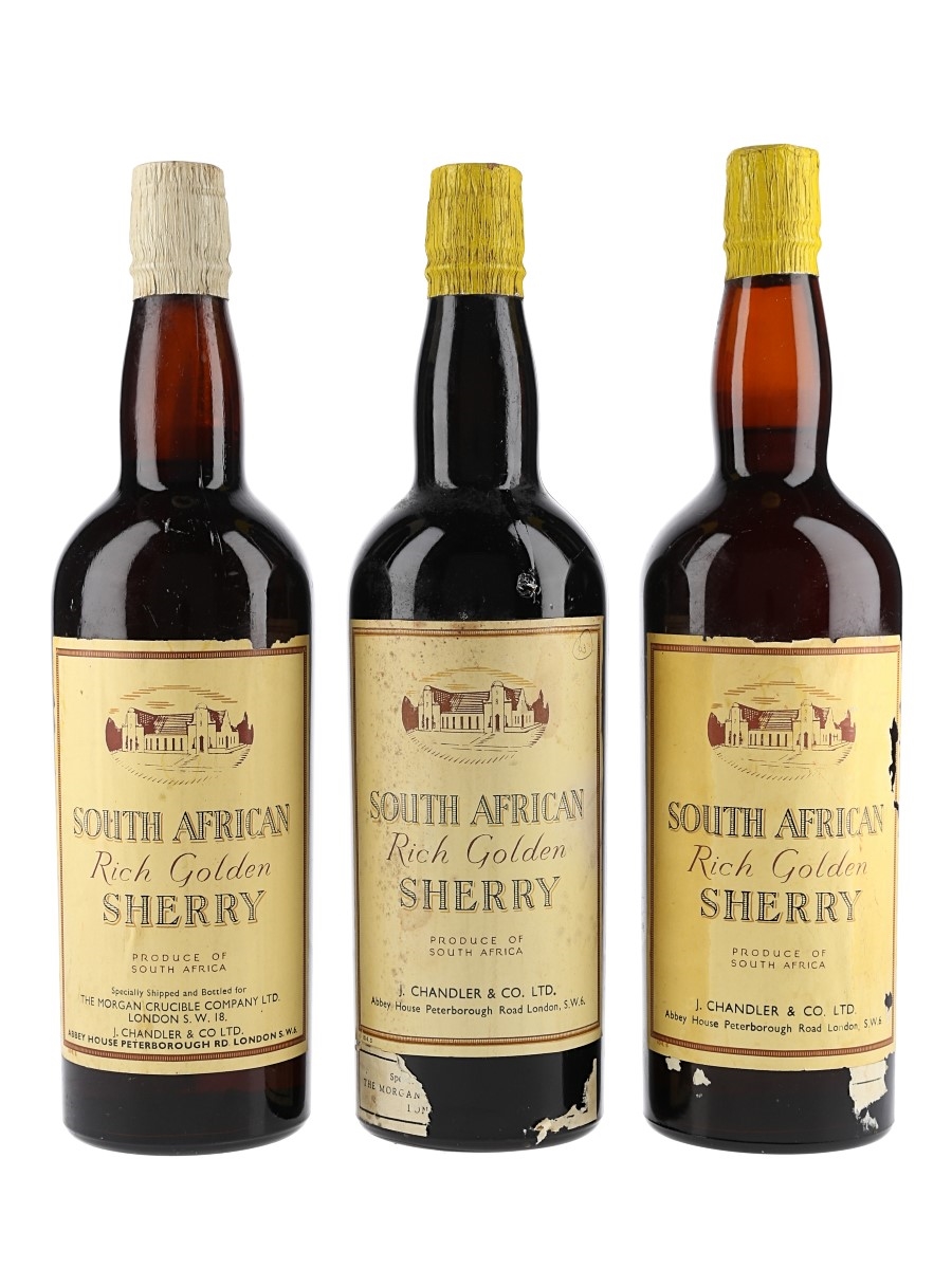 South African Rich Golden Sherry Bottled 1950s-1960s 3 x 75cl
