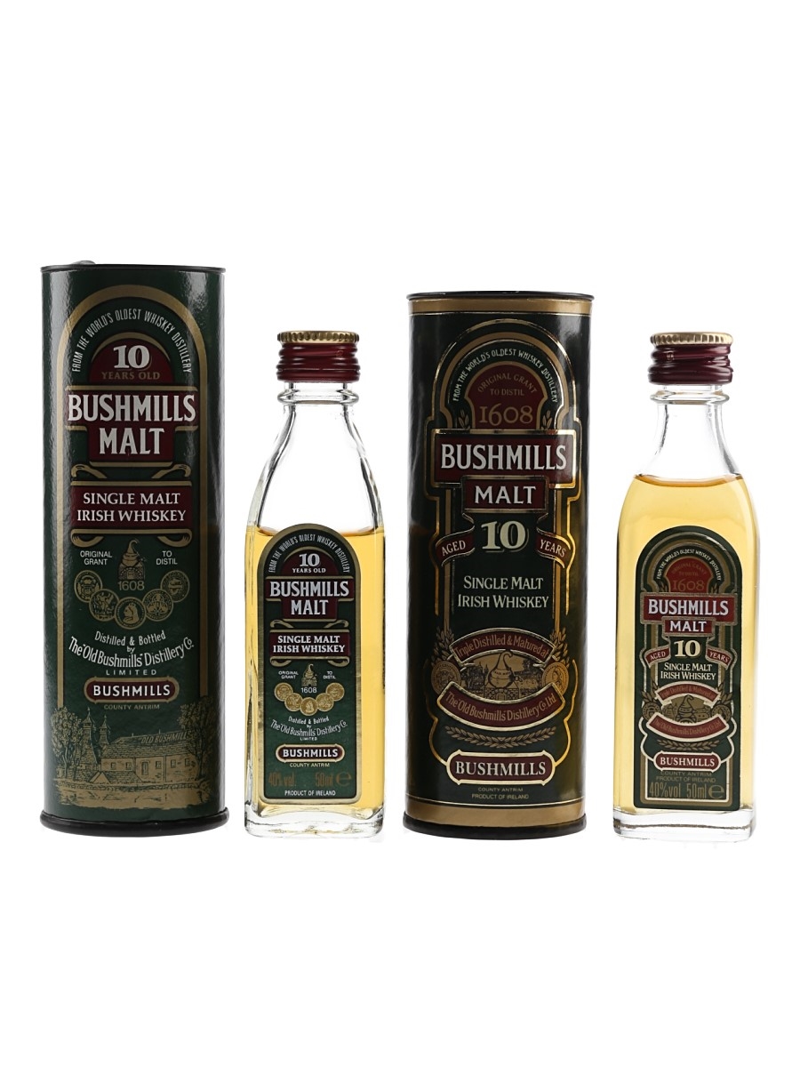 Bushmills 10 Year Old Bottled 1980s -1990s 2 x 5cl / 40%