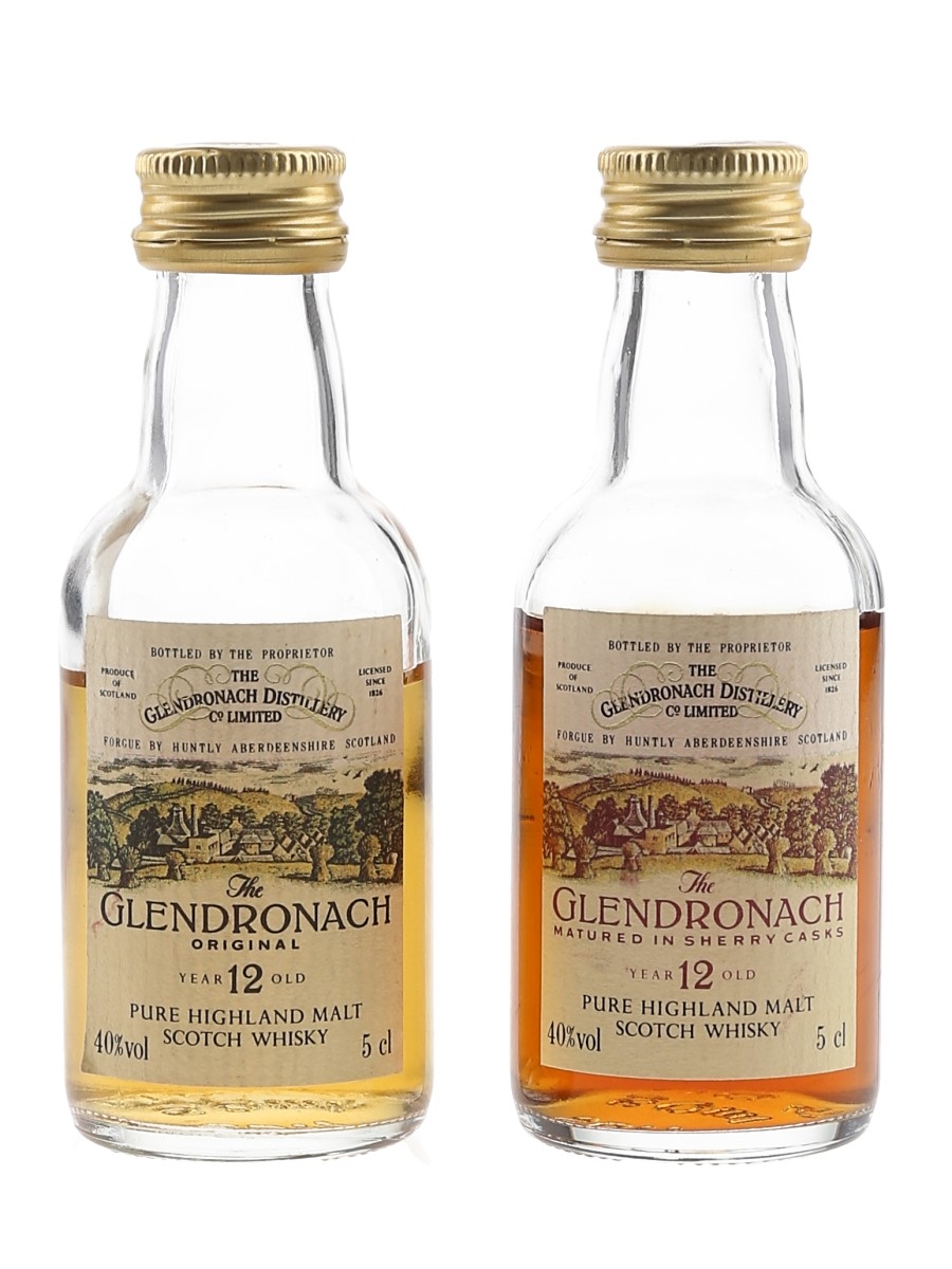 Glendronach 12 Year Old Original & Sherry Cask Bottled 1980s 2 x 5cl / 40%