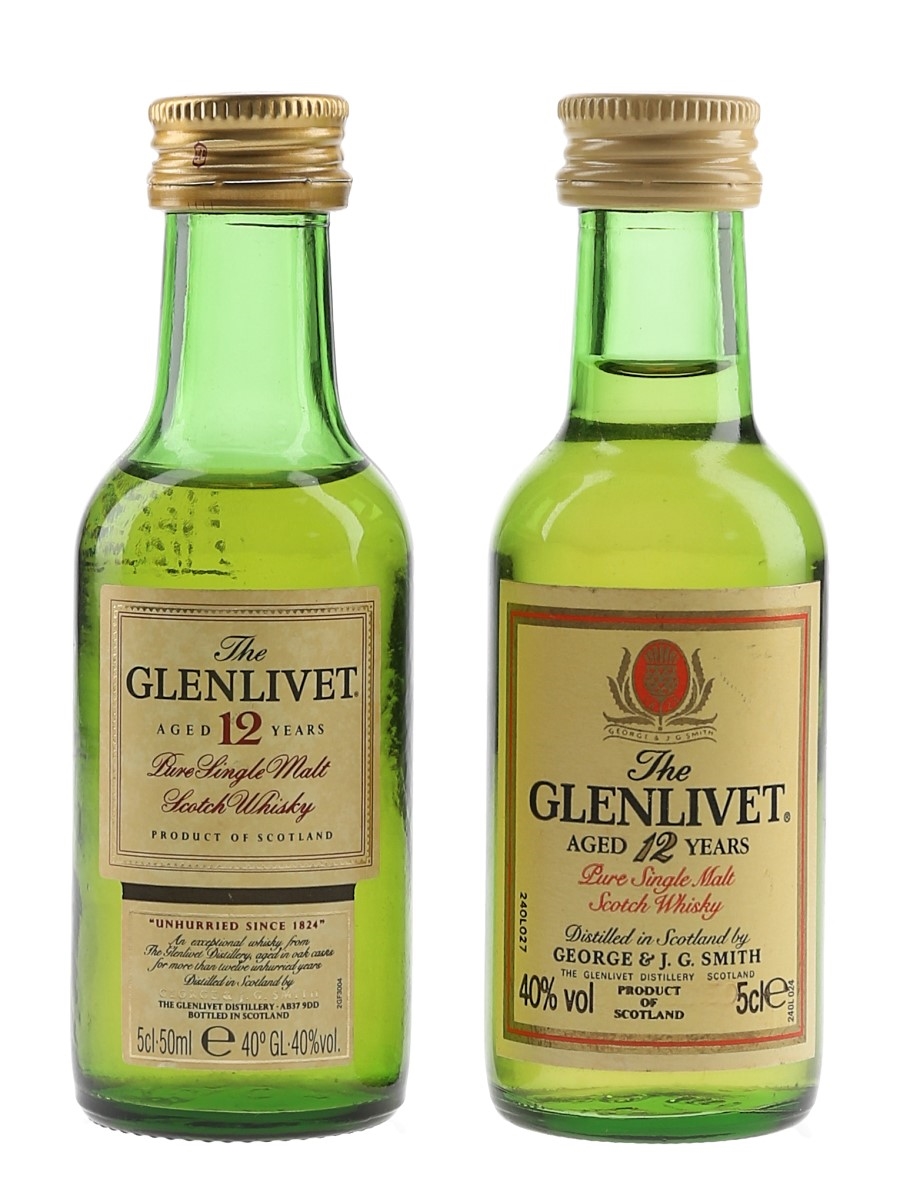 Glenlivet 12 Year Old Bottled 1990s 2 x 5cl / 40%