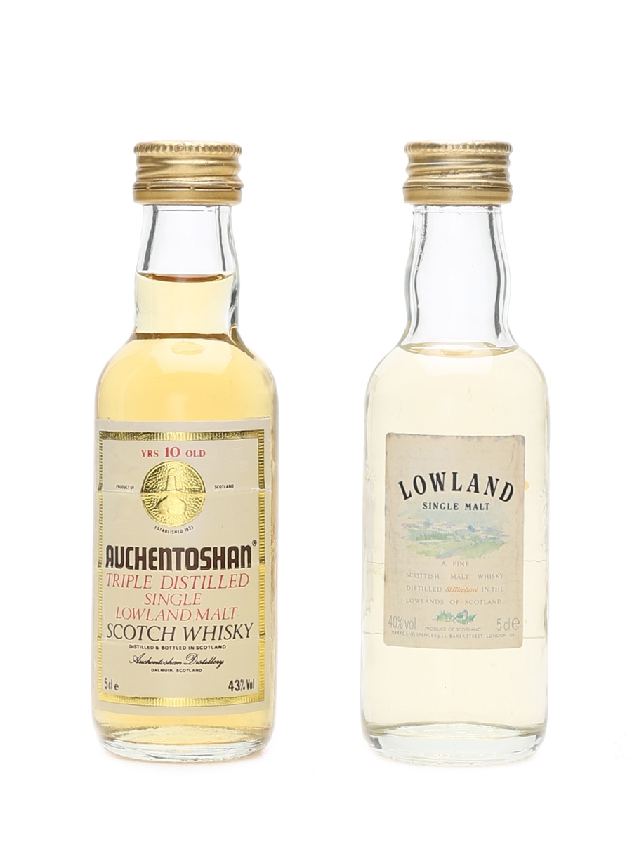 Lowland Single Malt Scotch Whisky Miniatures Auchentoshan 10 Year Old 2 x 5cl