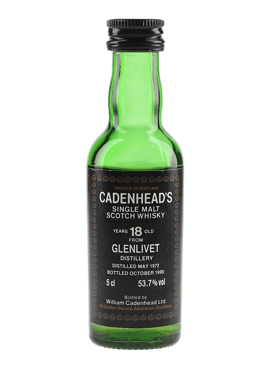 Glenlivet 1972 18 Year Old Bottled 1990 - Cadenhead's 5cl / 53.7%