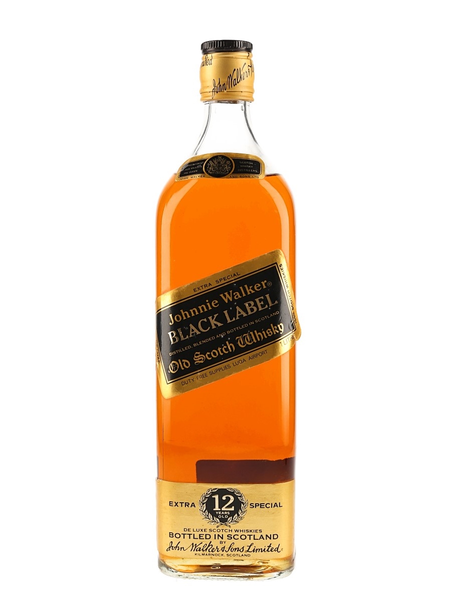 Johnnie Walker Black Label 12 Year Old Bottled 1980s - Luqa Airport 100cl