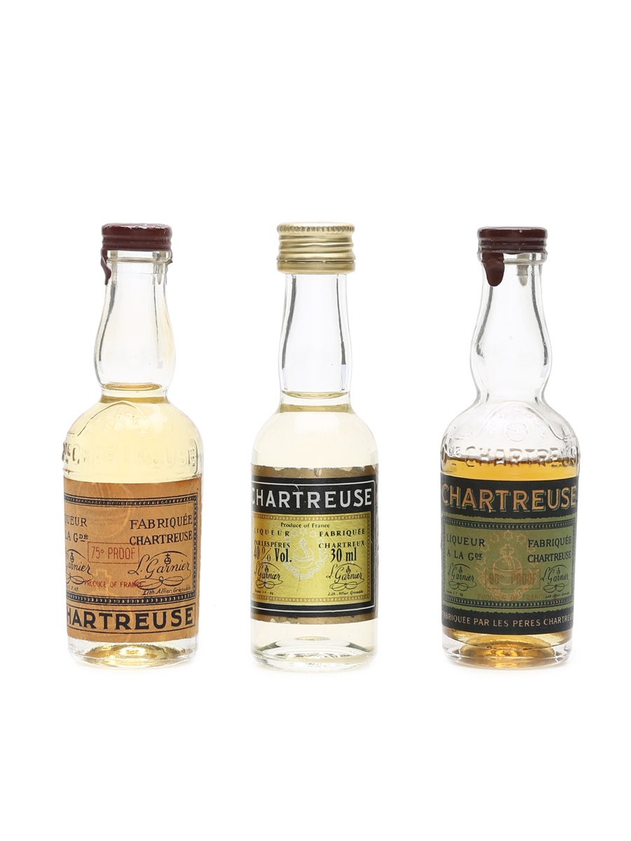 Chartreuse Green & Yellow Miniatures Bottled 1950 - 60s 3 x 3cl
