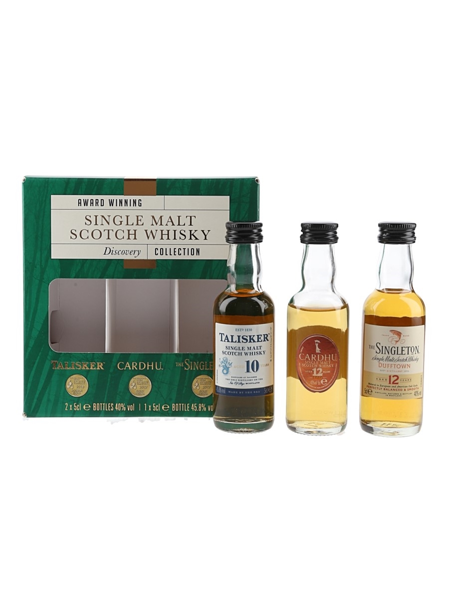 Award Winning Single Malt Scotch Whisky Discovery Collection Talisker, Cardhu, Singleton Of Dufftown 3 x 5cl