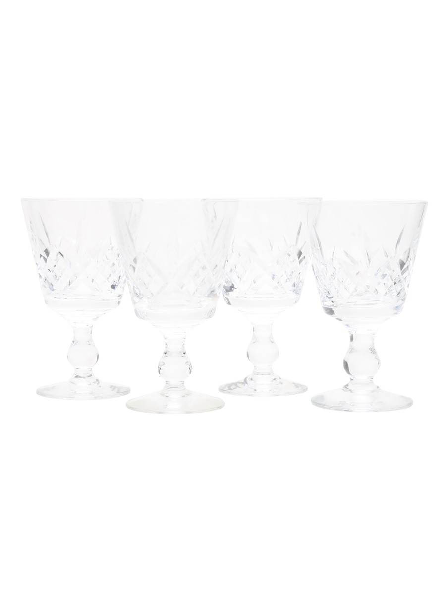 Four Cut Glass White Wine Glasses  11.5cm Tall