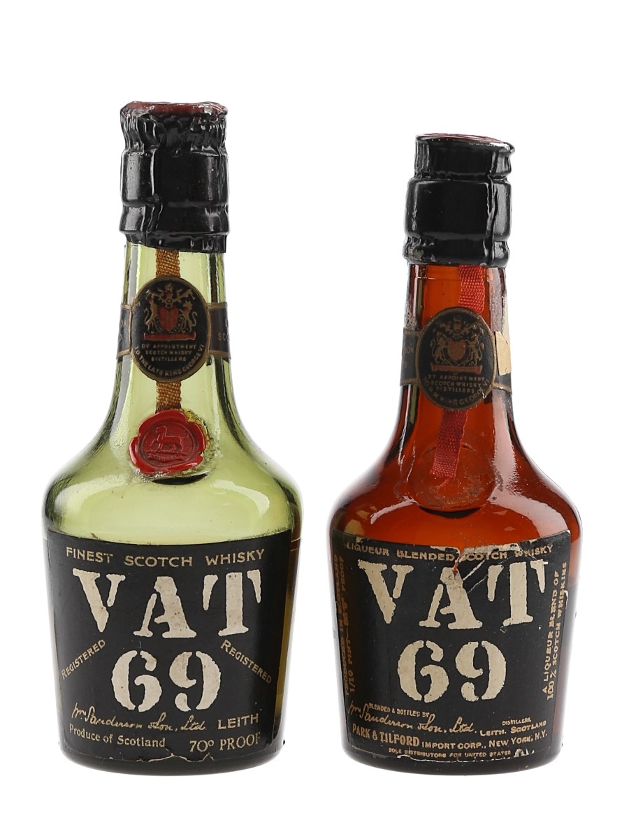 Vat 69 Bottled 1940s-1950s 2 x 5cl