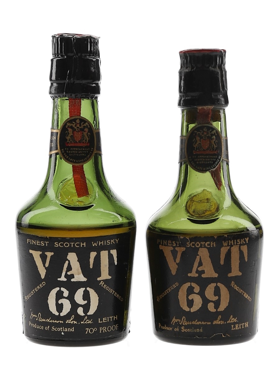 Vat 69 Bottled 1960s & 1970s 2 x 5cl / 40%