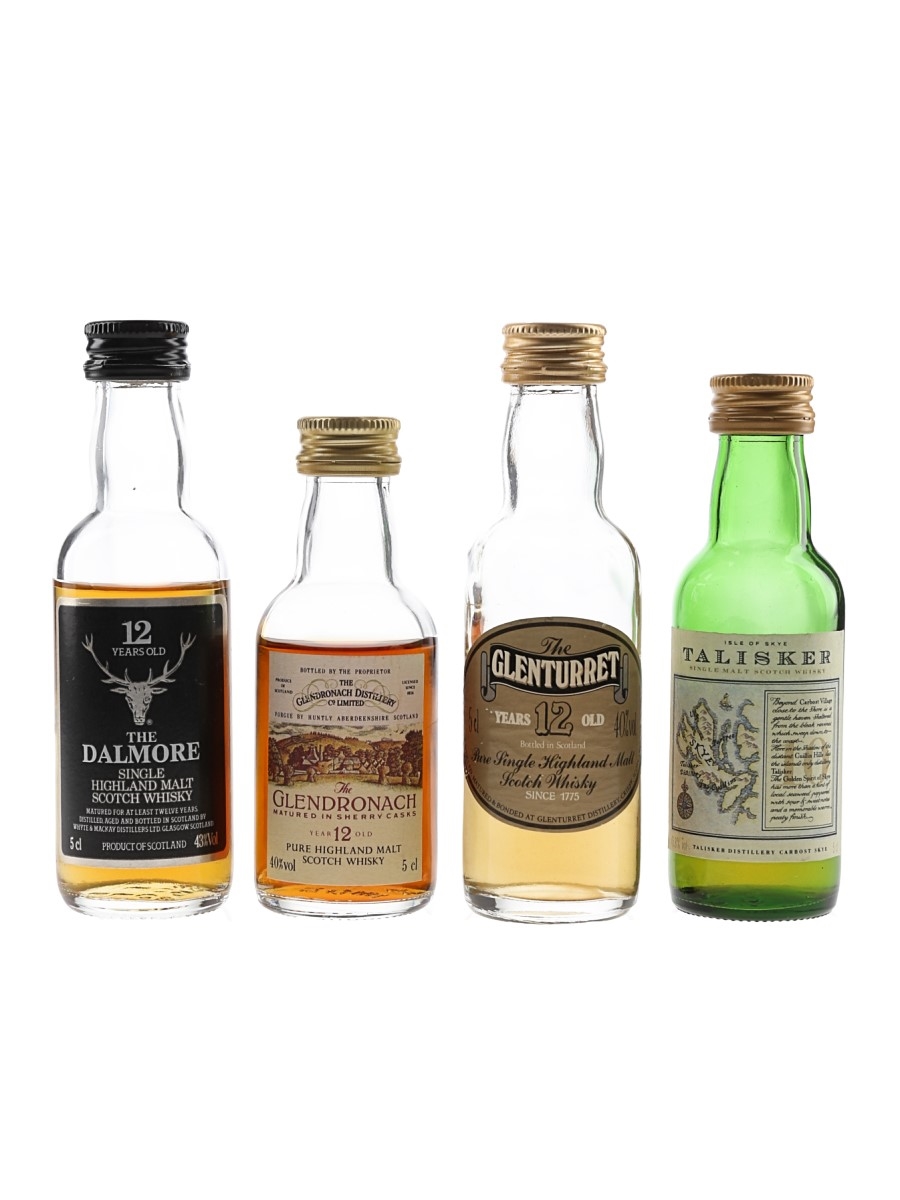 Dalmore, Glendronach, Glenturret & Talisker Bottled 1980s-1990s 4 x 5cl