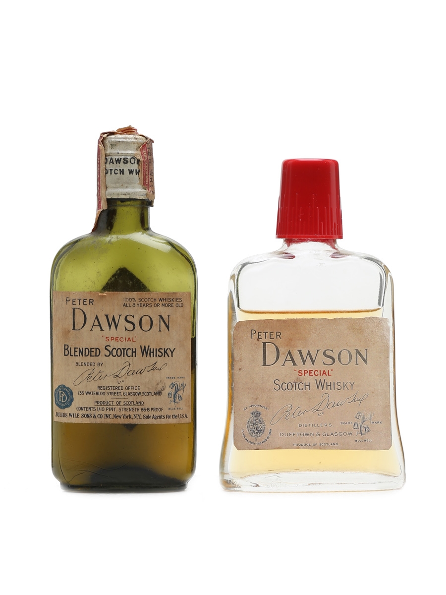 Peter Dawson Special Scotch Whisky Miniatures Bottled 1940s - 8 Year Old 2 x 5cl