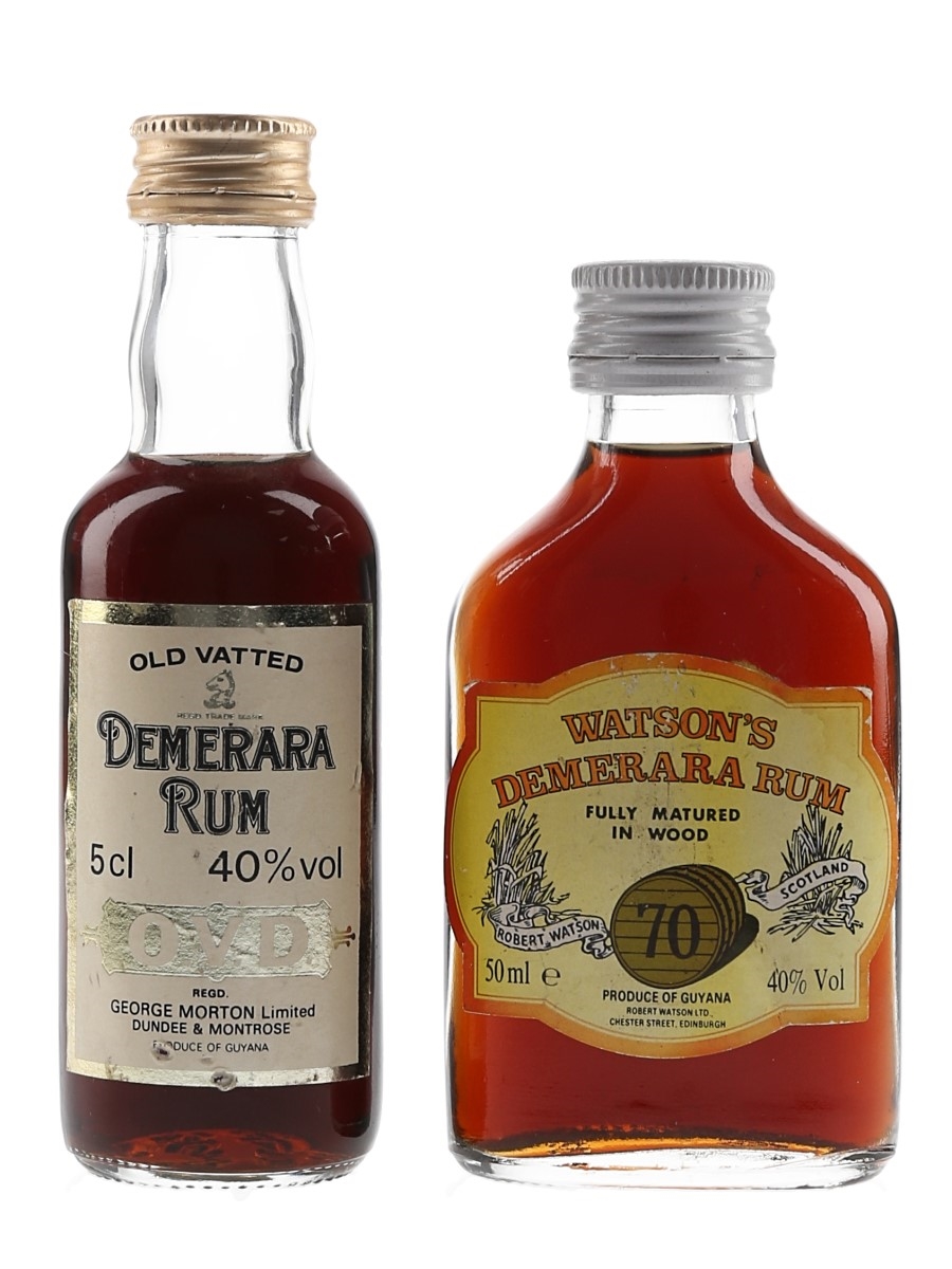 George Morton OVD & Watson's Demerara Rum Bottled 1980s 2 x 5cl / 40%