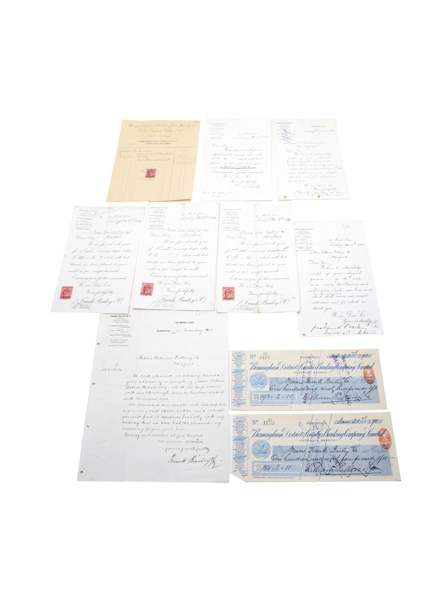 Frank Bailey & Co. Correspondence, Purchase Receipts, Invoices & Cheque, Dated 1890-1909 William Pulling & Co. 