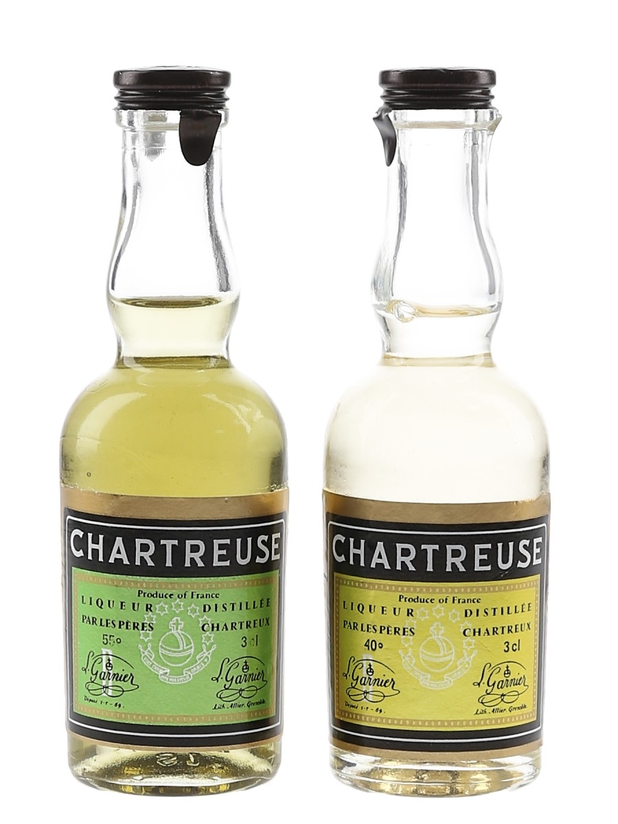Chartreuse Green & Yellow Bottled 1970s-1980s 2 x 3cl