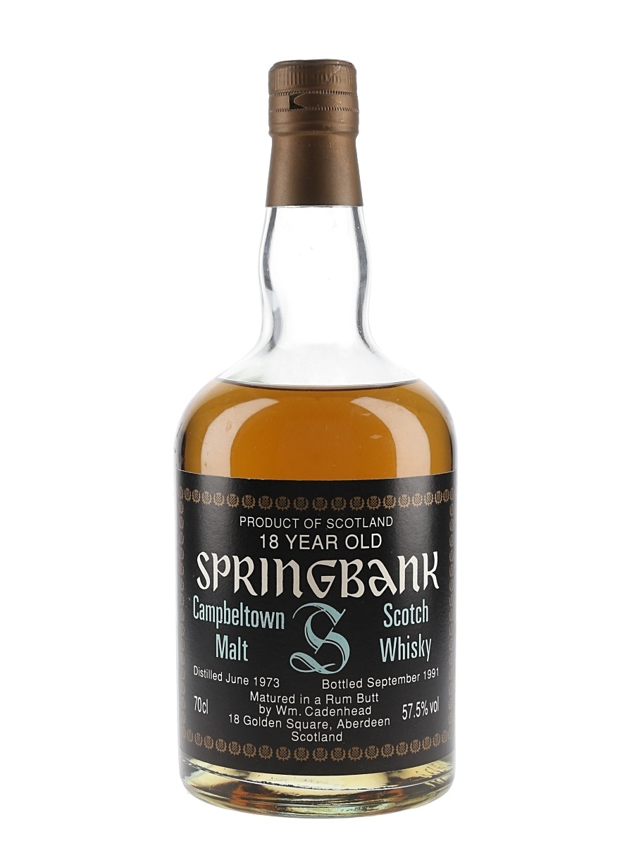 Springbank 1973 18 Year Old Rum Cask Bottled 1991 - Cadenhead's 'Dumpy' 70cl / 57.5%