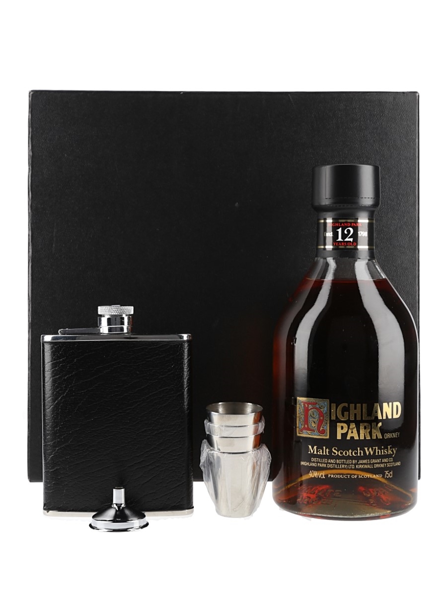 Highland Park 12 Year Old Hip Flask Set Bottled 1980s 75cl / 40%