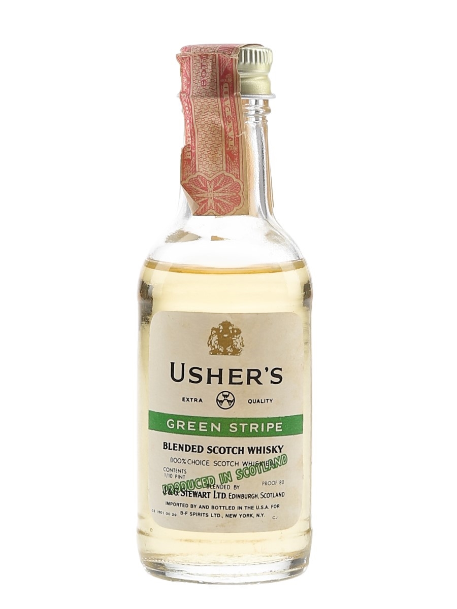 Usher's 8 Year Old Green Stripe Bottled 1970s-1980s - B F Spirits Ltd., New York 4.7cl / 40%