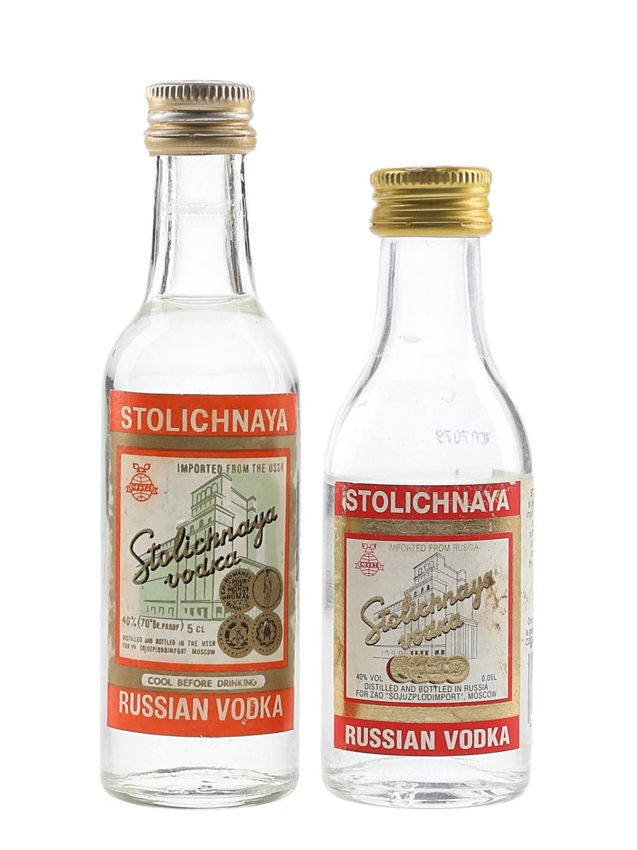 Stolichnaya Russian Vodka Bottled 1980s & 1990s 2 x 5cl / 40%