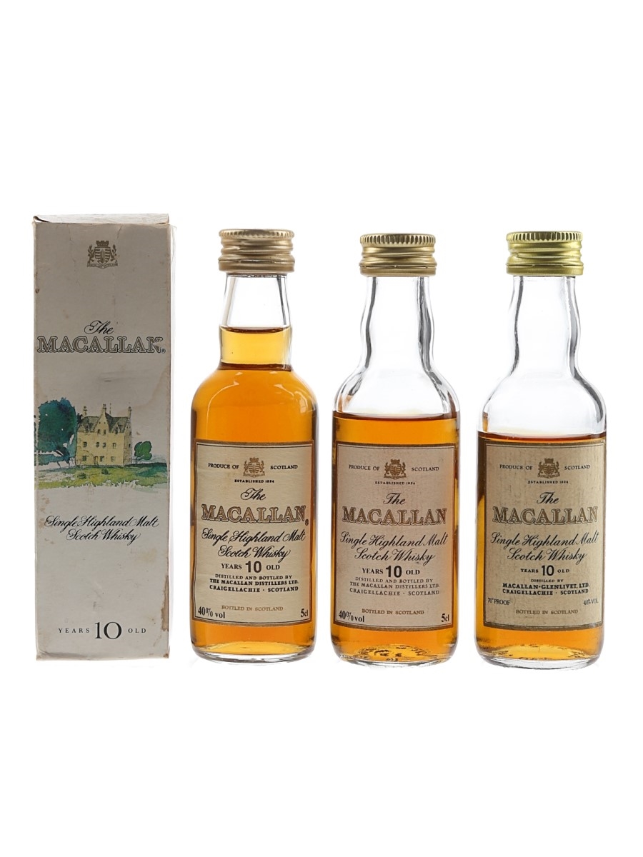 Macallan 10 Year Old Bottled 1980s & 1990s 3 x 5cl / 40%