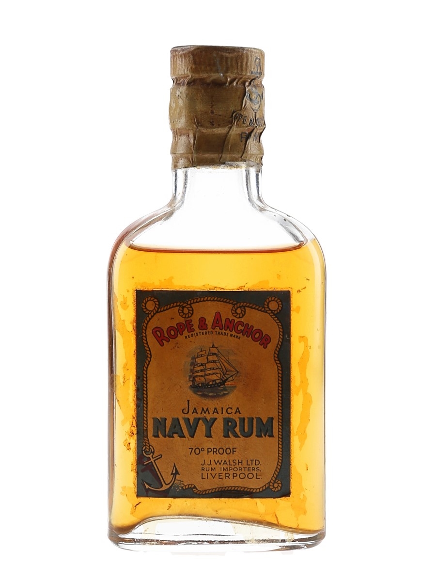 Rope & Anchor Jamaica Navy Rum Bottled 1950s - J.J. Walsh, Liverpool 5cl / 40%