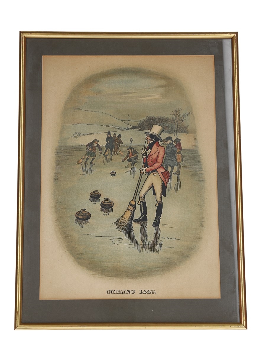 Johnnie Walker Sporting Print - Curling 1820 Early 20th Century - Tom Browne 42cm x 32cm