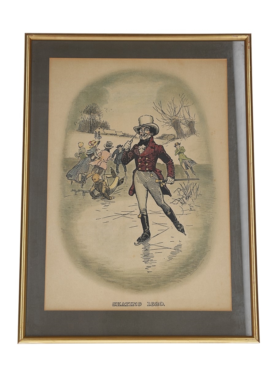 Johnnie Walker Sporting Print - Skating 1820 Early 20th Century - Tom Browne 43cm x 32cm