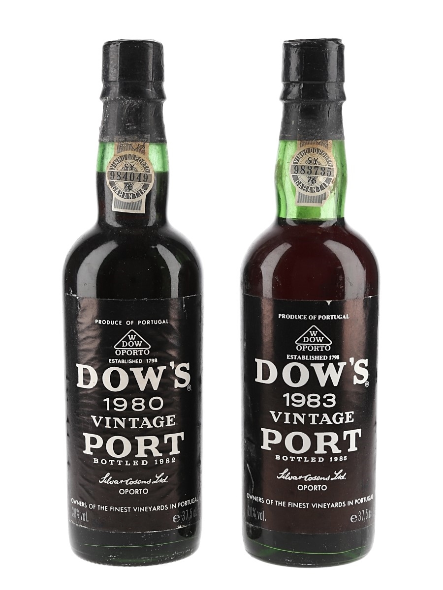 Dow's 1980 & 1983 Vintage Ports Bottled 1982 & 1985 2 x 37.5cl / 20%