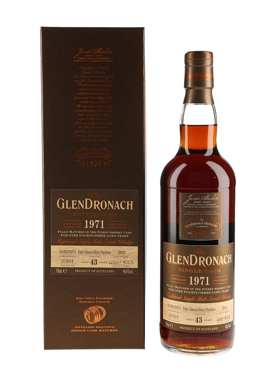 Glendronach 1971 43 Year Old Pedro Ximenez Sherry Puncheon 2920 Bottled 2014 70cl / 48.6%