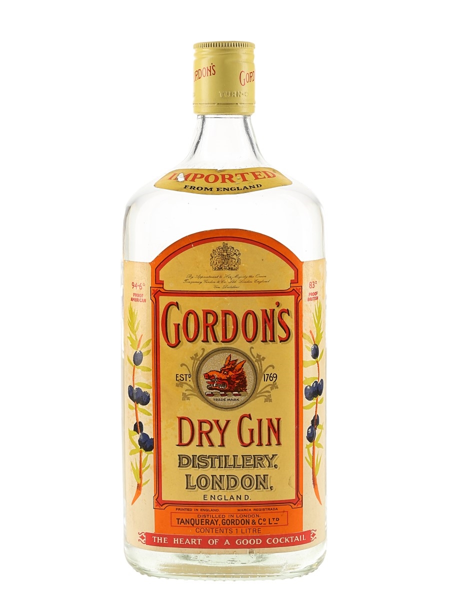Gordon's Dry Gin Bottled 1970s - Duty Free 100cl / 47.3%