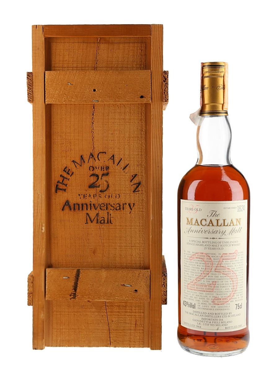 Macallan 1964 25 Year Old Anniversary Malt Bottled 1989 75cl / 43%