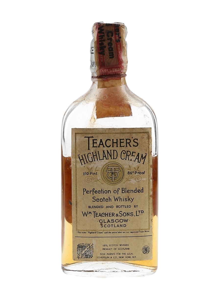 Teacher's Highland Cream Bottled 1940s-1950s - Schieffelin & Co. 4.7cl / 43%