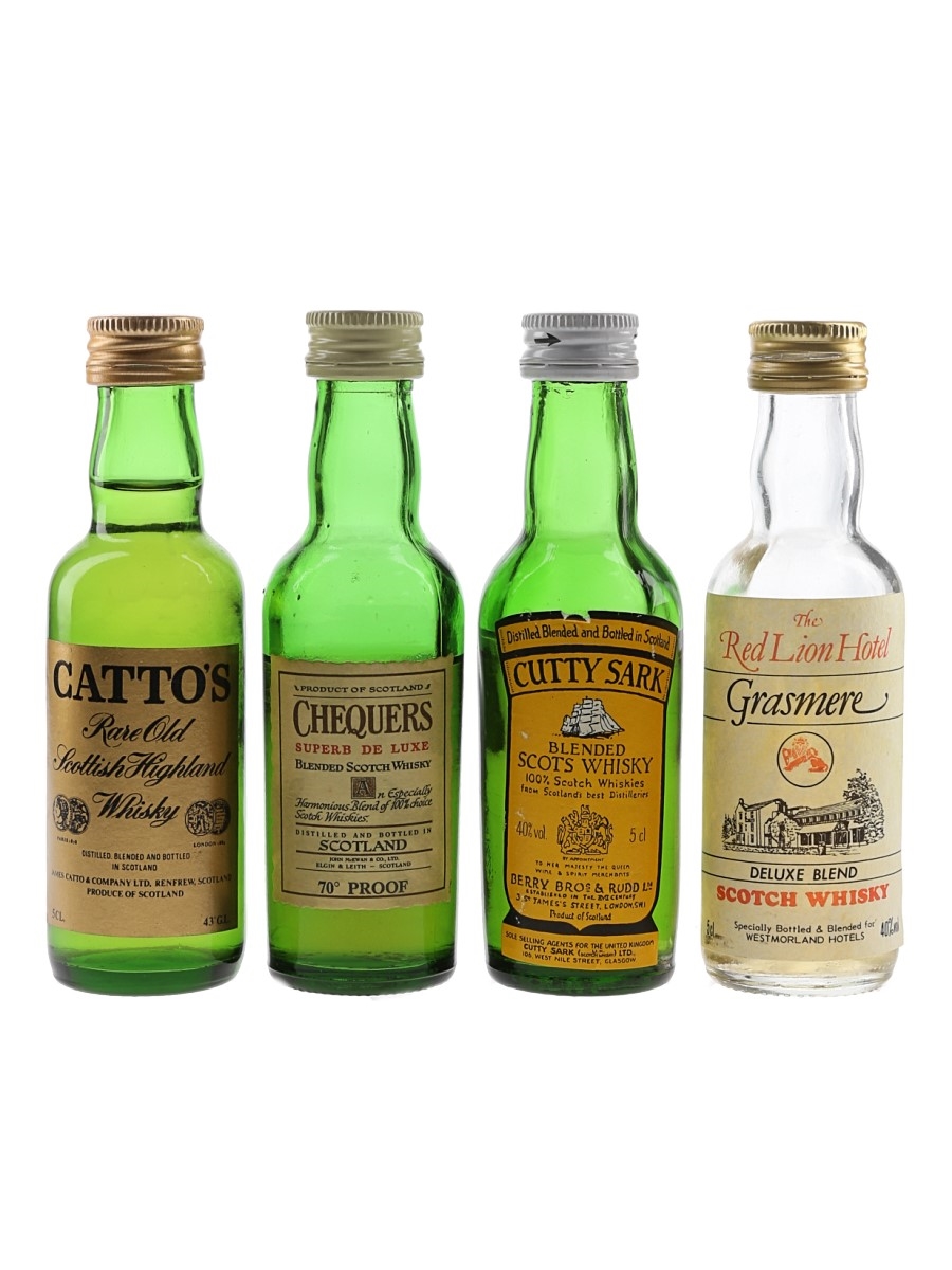 Assorted Blended Scotch Whisky Catto's, Chequers, Cutty Sark & Grasmere The Red Lion Hotel 4 x 5cl