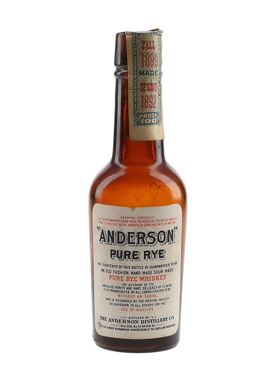 Anderson Pure Rye Made 1892, Bottled 1899 4.7cl / 50%
