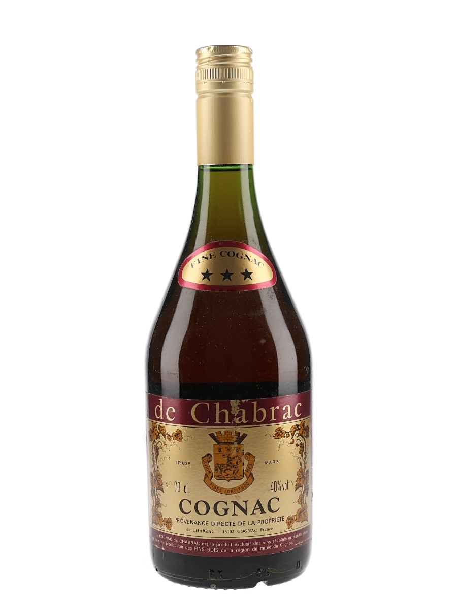 Cognac De Chabrac 3 Star Bottled 1980s 70cl / 40%