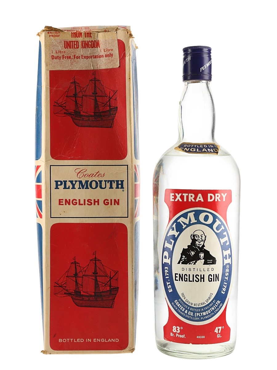 Plymouth Extra Dry Gin Bottled 1970s - Coates & Co. 100cl / 47%