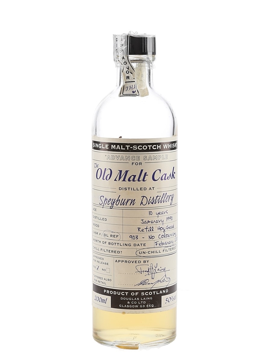 Speyburn 1990 10 Year Old Old Malt Cask Bottled 2000 - Advance Sample 20cl / 50%